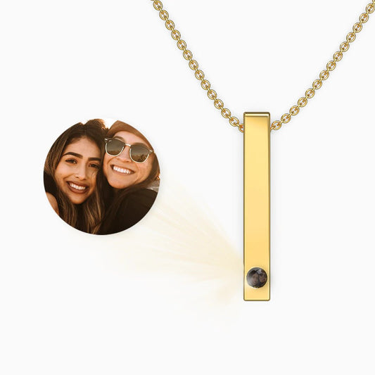 Custom 3D Bar Pendant Hidden Photo Necklace - Laurel Jewel