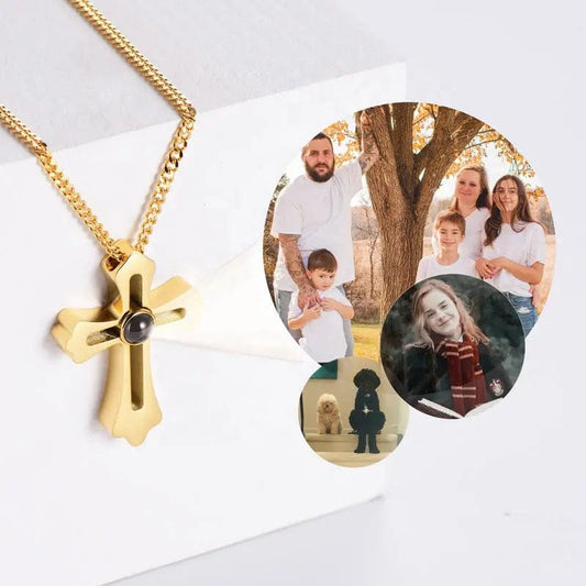 Custom Cross Pendant Hidden Photo Necklace - Laurel Jewel