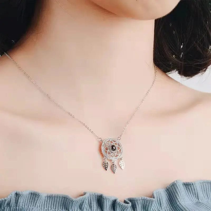 Custom Dream Catcher Zircon Hidden Photo Necklace - Laurel Jewel