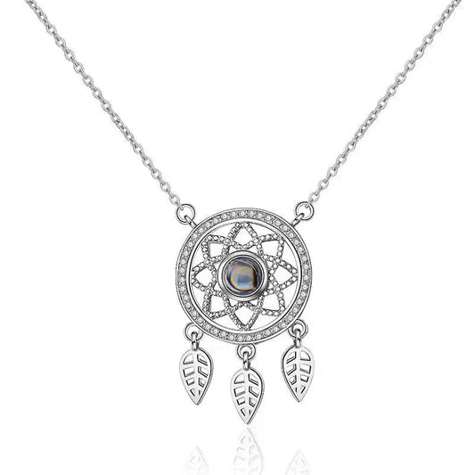 Custom Dream Catcher Zircon Hidden Photo Necklace - Laurel Jewel