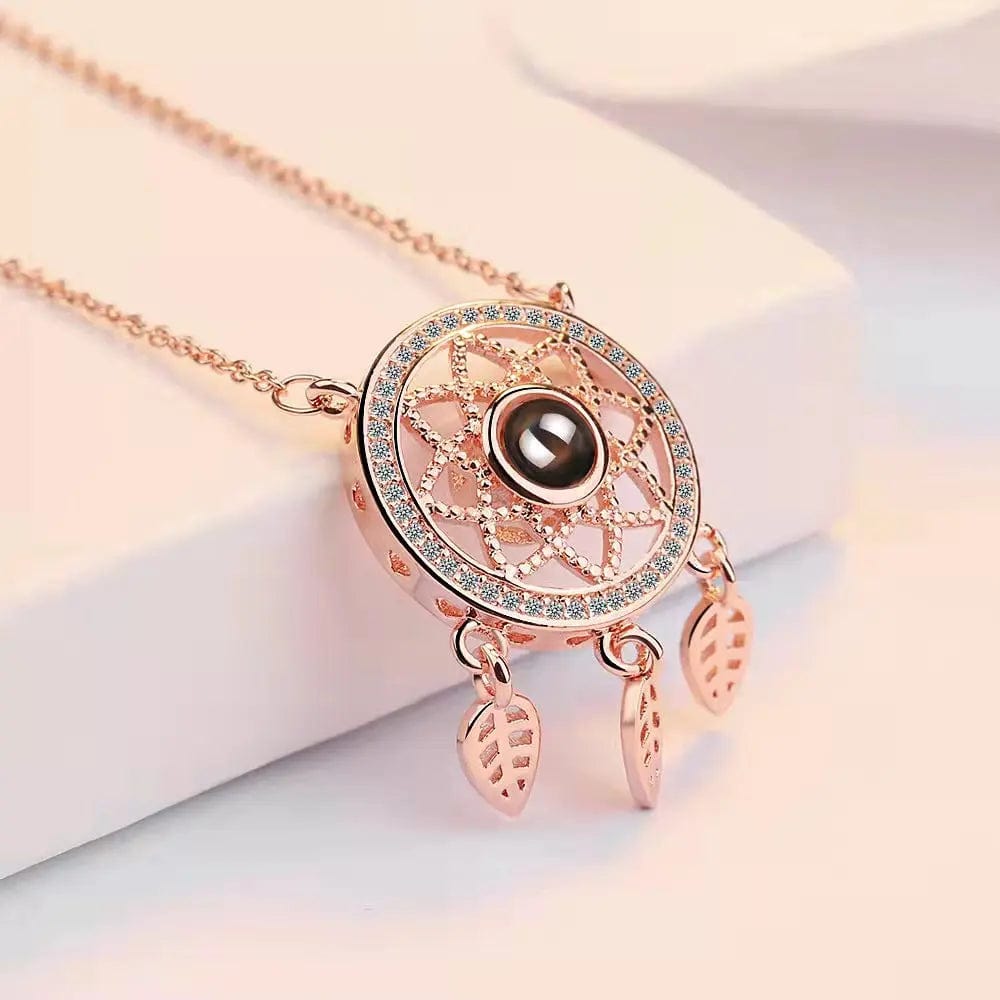 Custom Dream Catcher Zircon Hidden Photo Necklace - Laurel Jewel