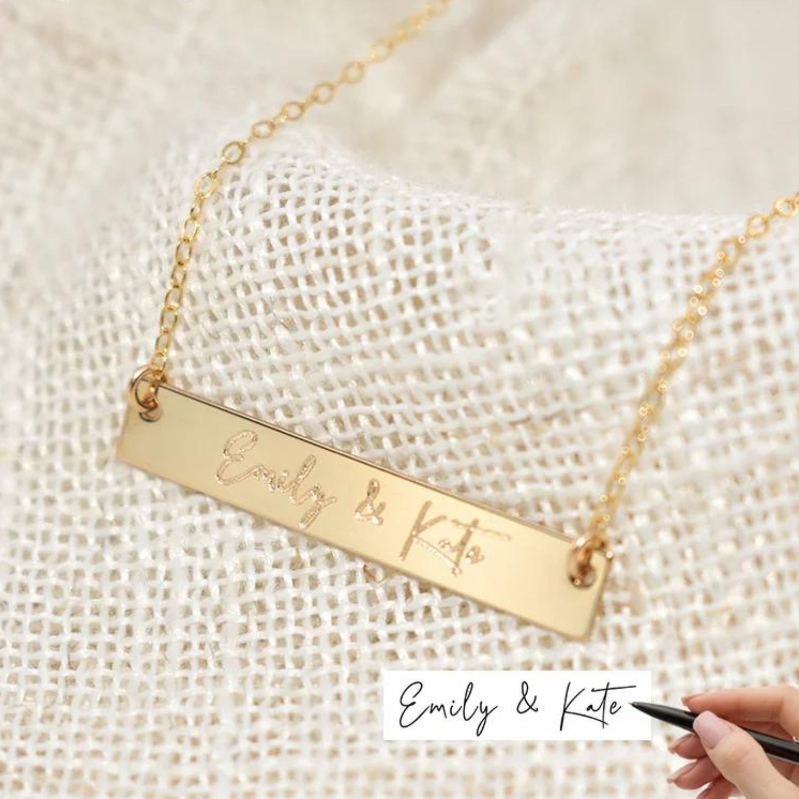 Custom Engraved Handwriting Necklace - Laurel Jewel