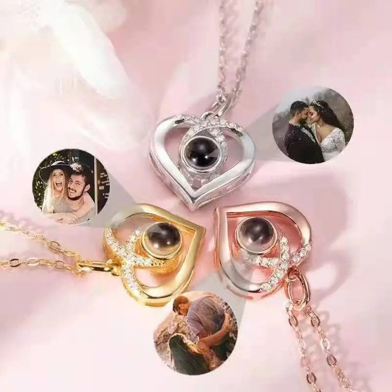 Custom Heart Cubic Zirconia Hidden Photo Necklace - Laurel Jewel