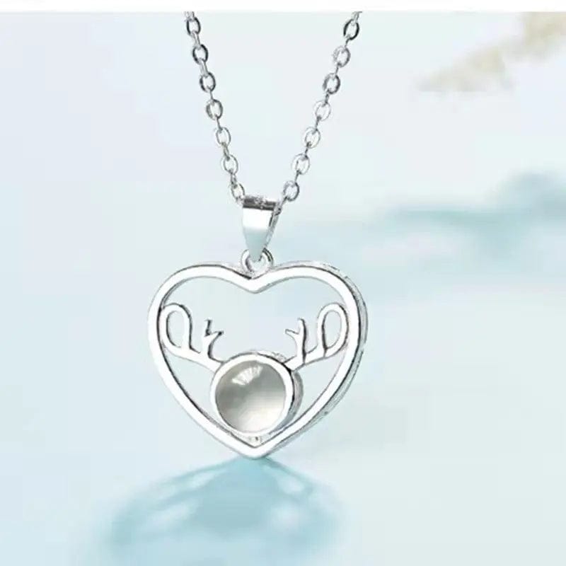 Custom Heart Deer Zircon Gem Hidden Photo Necklace - Laurel Jewel