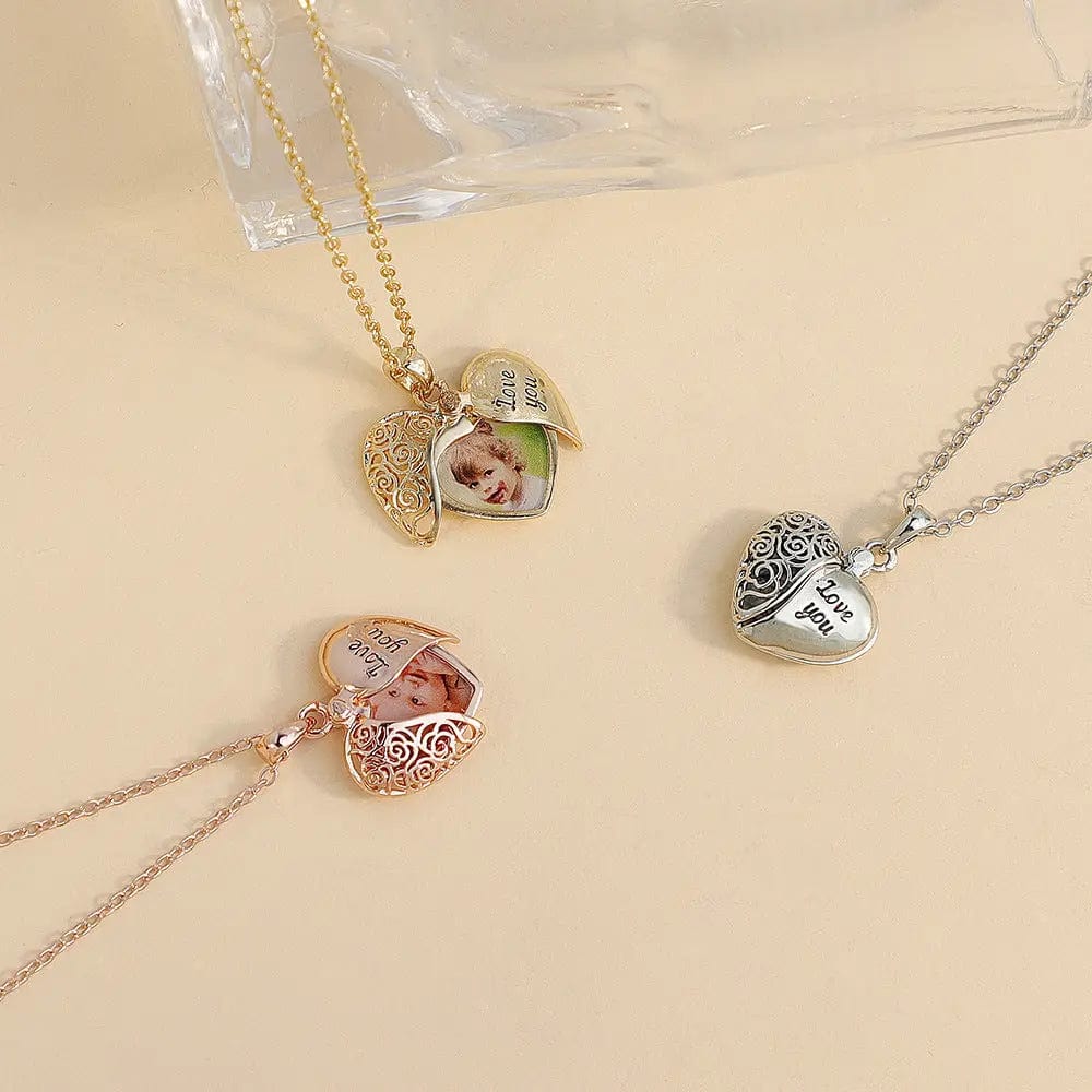 Custom Heart Hollow Hidden Photo Necklace - Laurel Jewel