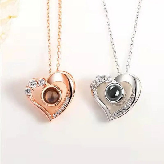 Custom Heart Mini Zircon Hidden Photo Necklace - Laurel Jewel