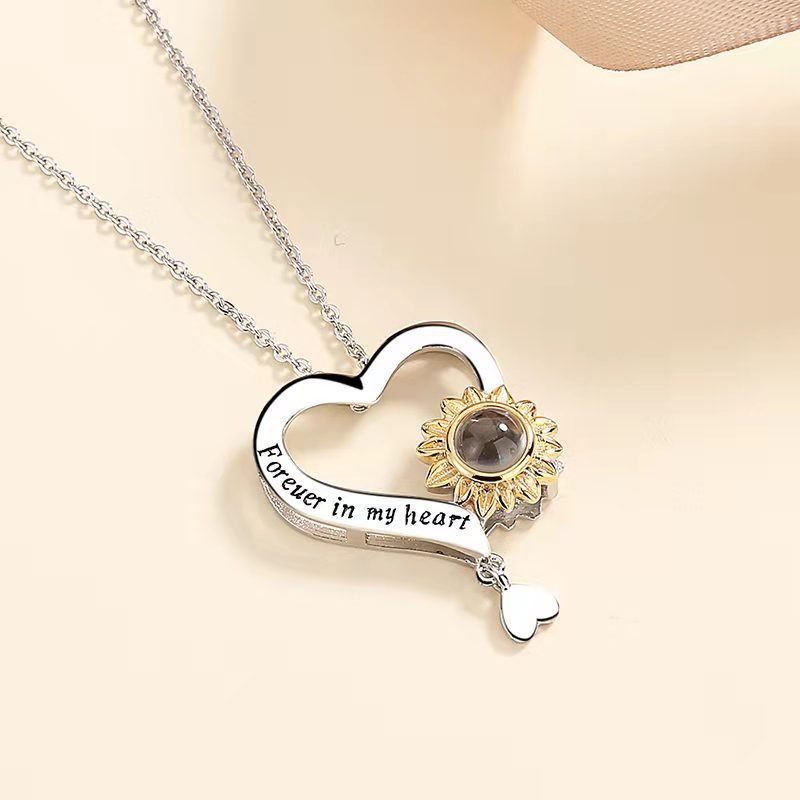 Custom Heart of Sunlight Hidden Photo Necklace - Laurel Jewel