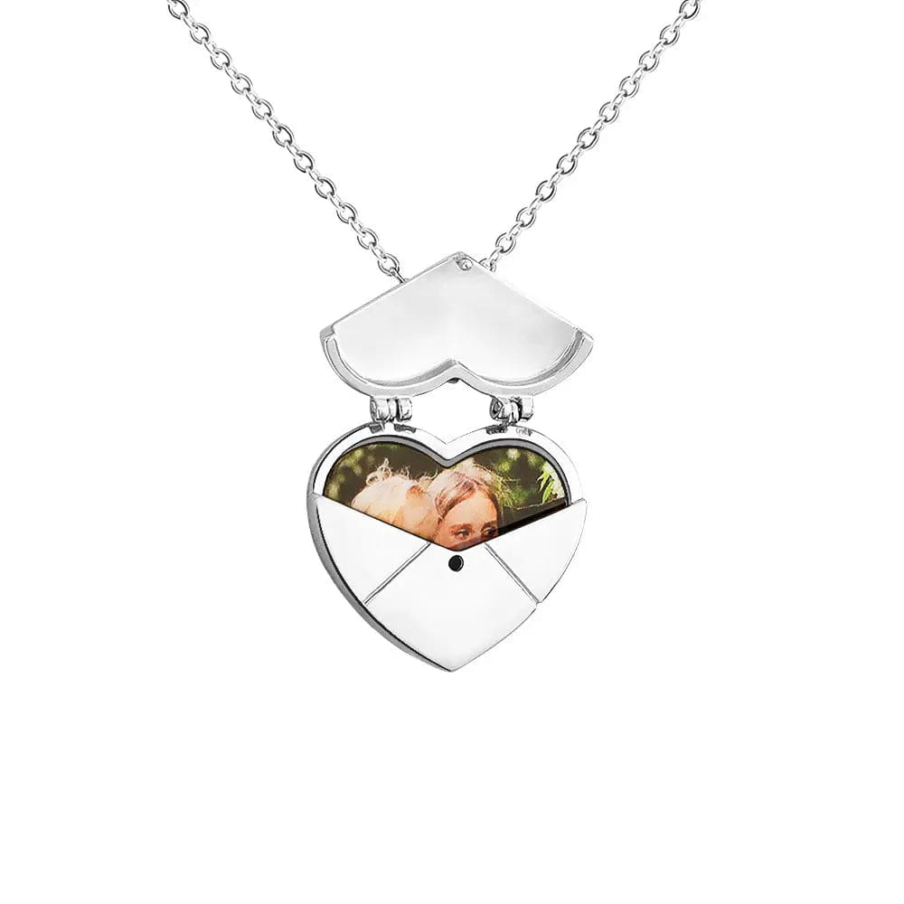 Custom Heart Pendant Hidden Photo Necklace - Laurel Jewel