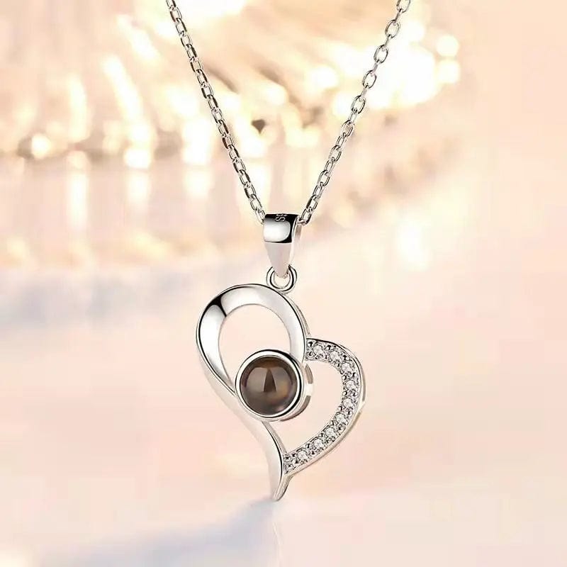 Custom Heart Zircon Gem Hidden Photo Necklace - Laurel Jewel