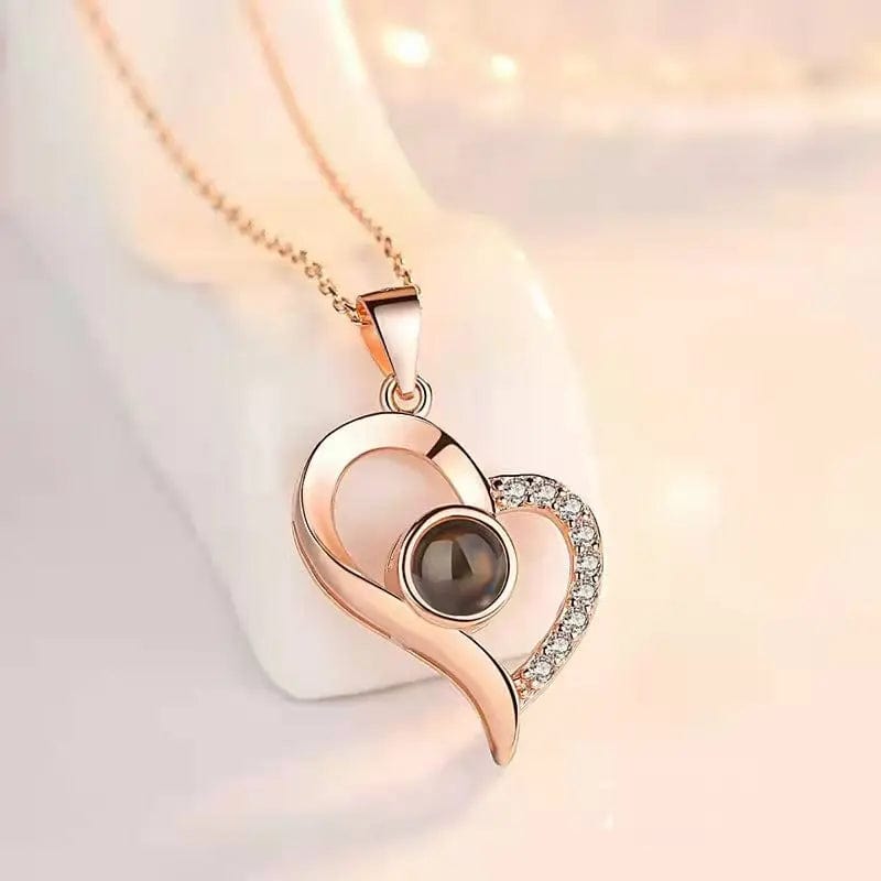 Custom Heart Zircon Gem Hidden Photo Necklace - Laurel Jewel