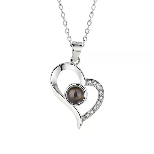 Custom Heart Zircon Gem Hidden Photo Necklace - Laurel Jewel