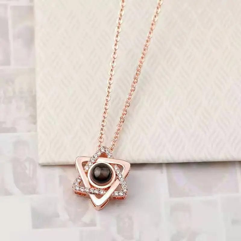 Custom Hidden Photo Hexagonal Zircon Gem Necklace - Laurel Jewel