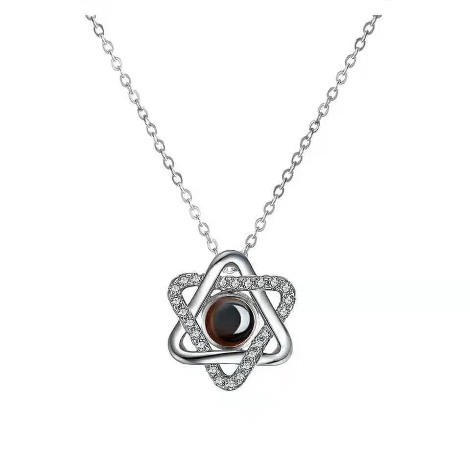 Custom Hidden Photo Hexagonal Zircon Gem Necklace - Laurel Jewel