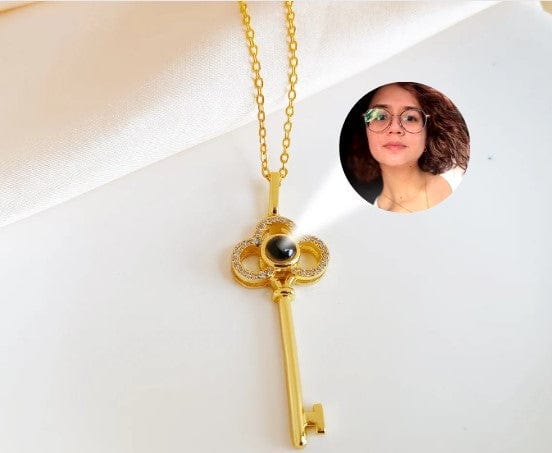 Custom Key Zircon Hidden Photo Necklace - Laurel Jewel