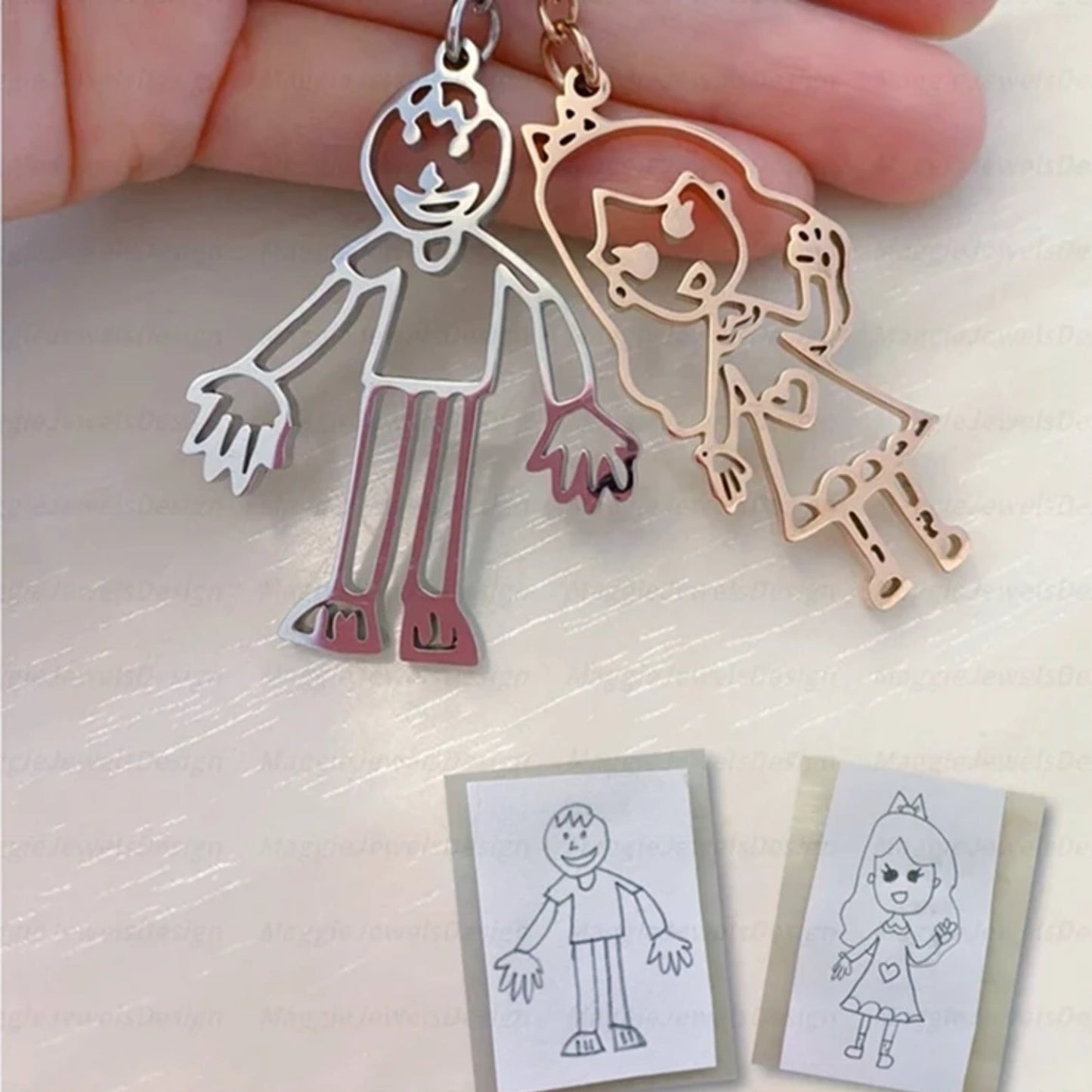 Custom Kids Hand Drawing Necklace - Laurel Jewel