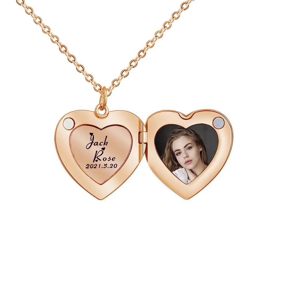 Custom Love Locket Hidden Photo Necklace - Laurel Jewel