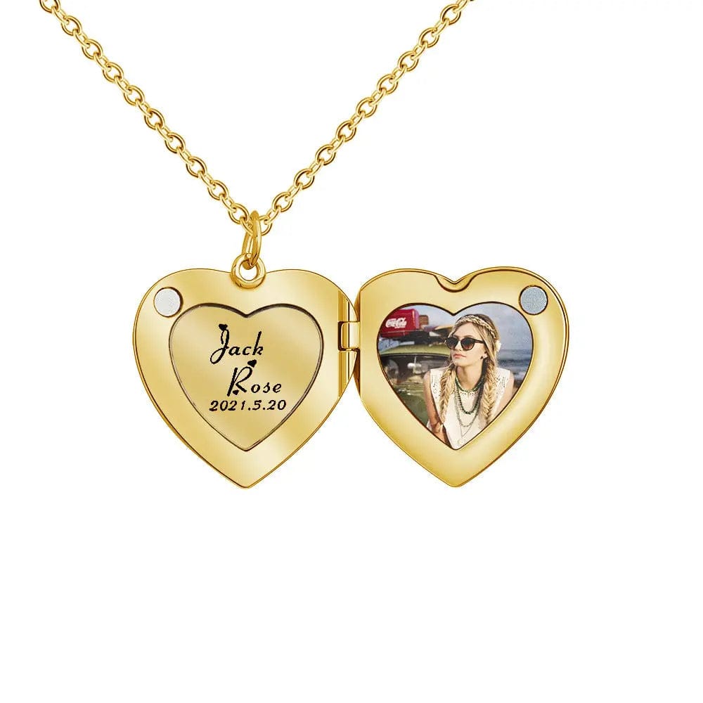 Custom Love Locket Hidden Photo Necklace - Laurel Jewel