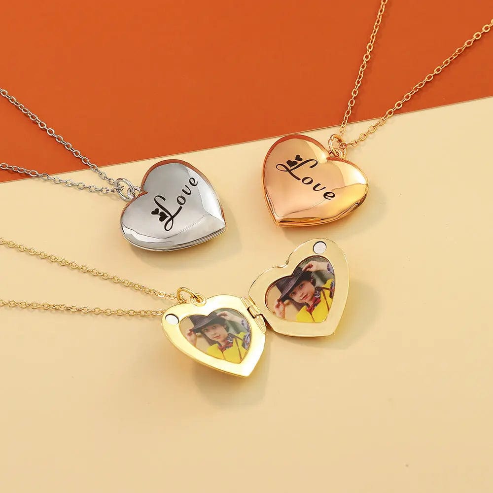 Custom Love Locket Hidden Photo Necklace - Laurel Jewel