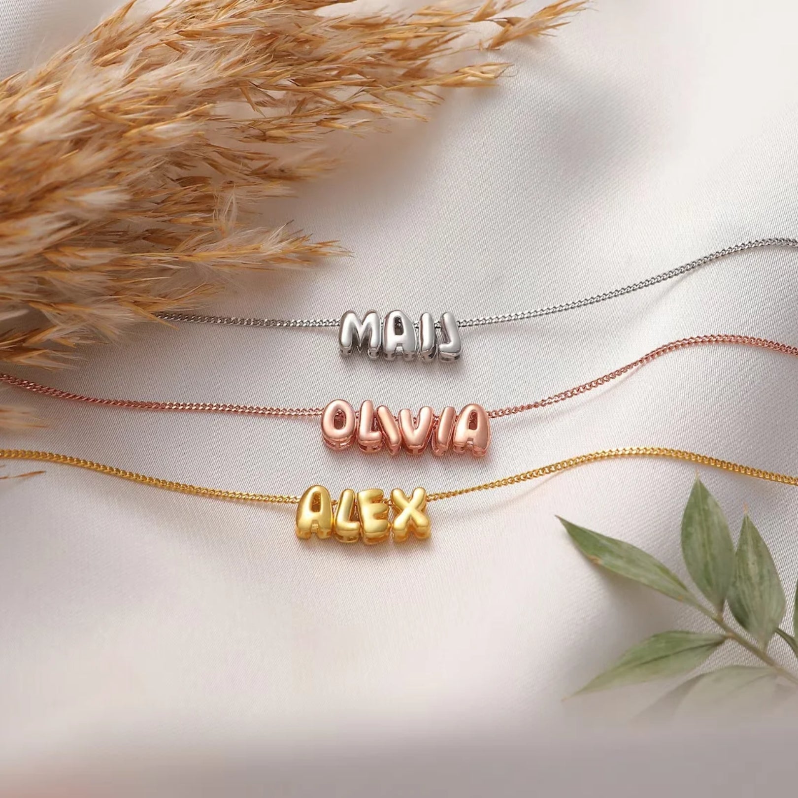 Custom Name in 3D Bubble Letters Necklace - Laurel Jewel