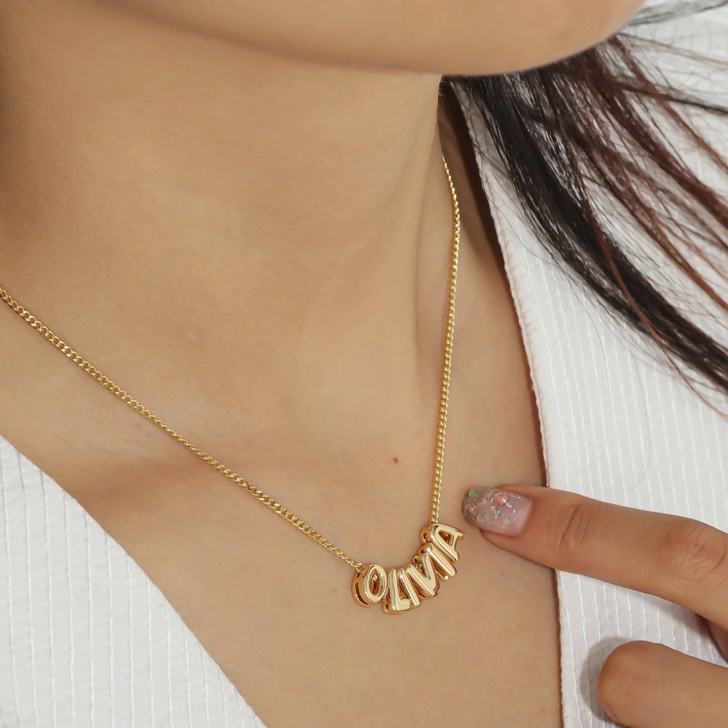 Custom Name in 3D Bubble Letters Necklace - Laurel Jewel