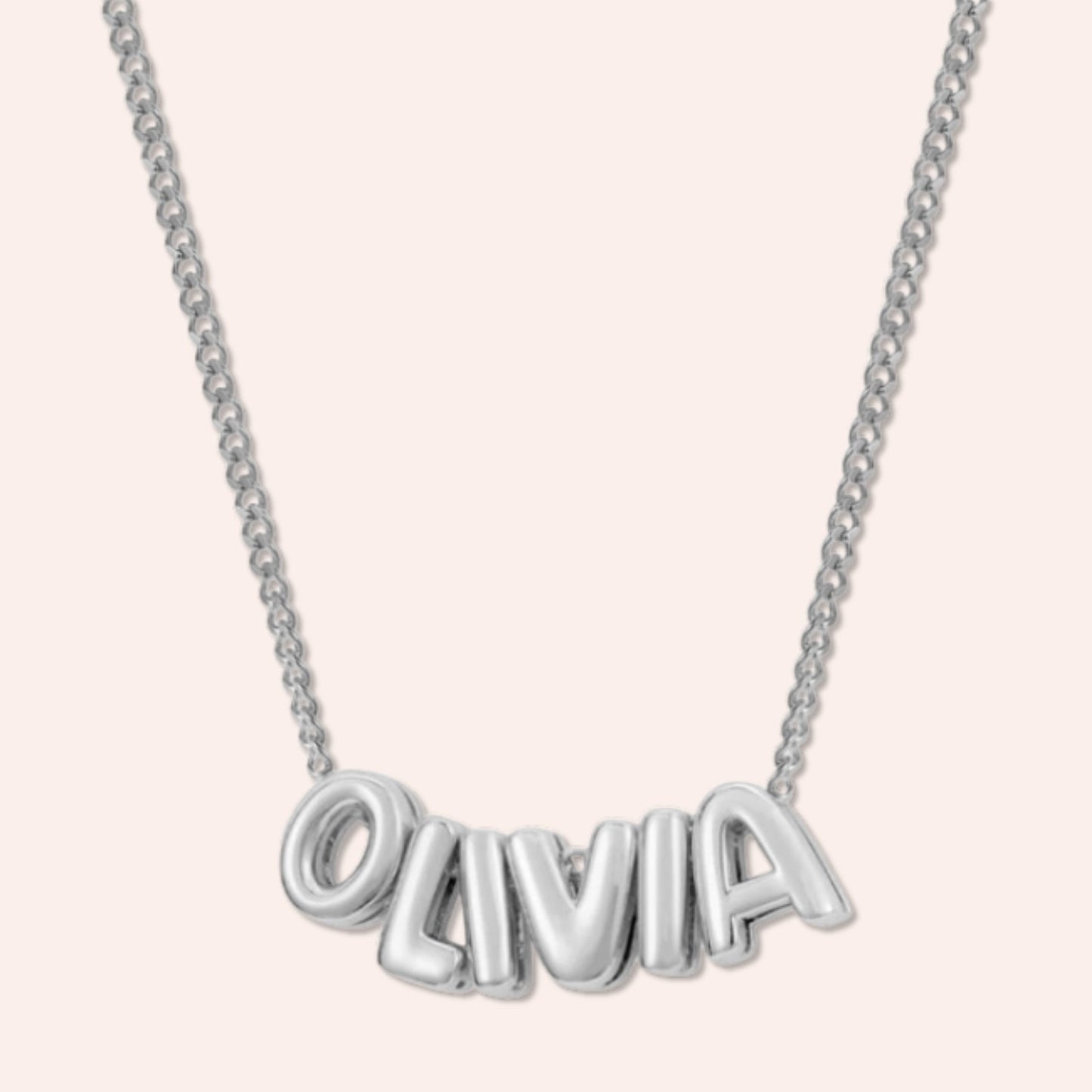 Custom Name in 3D Bubble Letters Necklace - Laurel Jewel