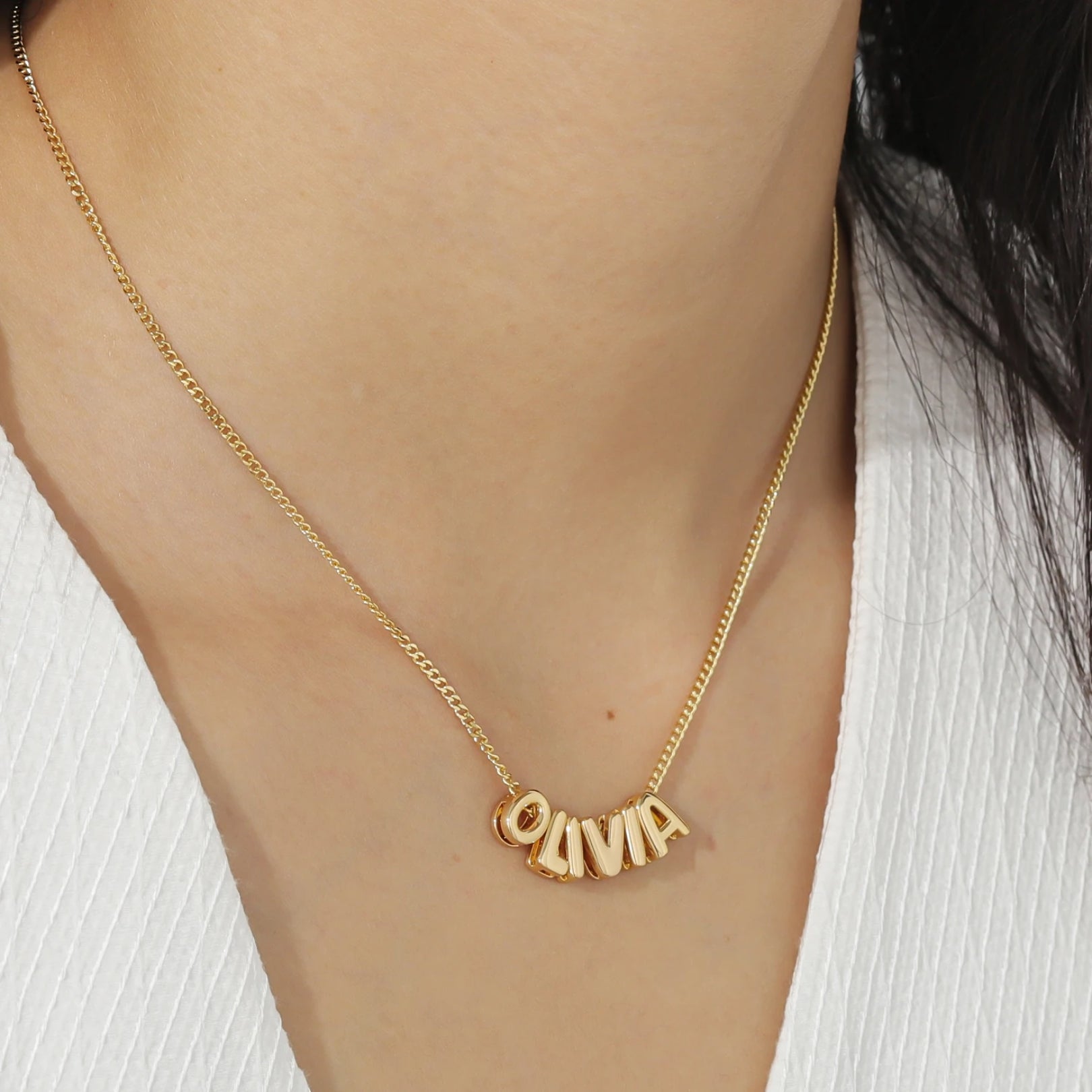 Custom Name in 3D Bubble Letters Necklace - Laurel Jewel