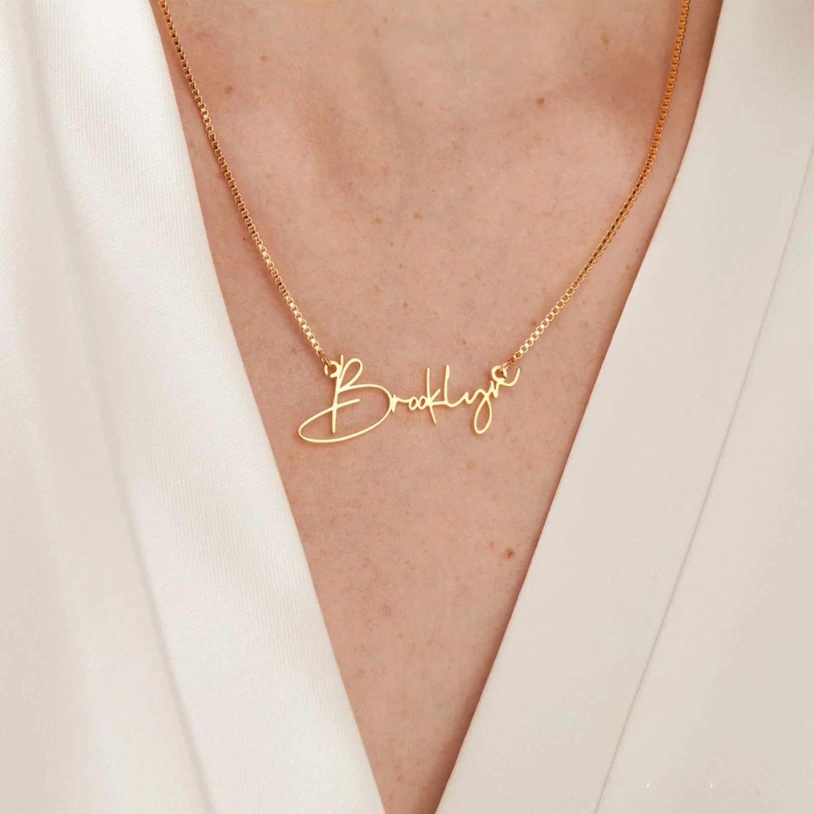 Custom Name in Unique Letters Box Chain Necklace - Laurel Jewel