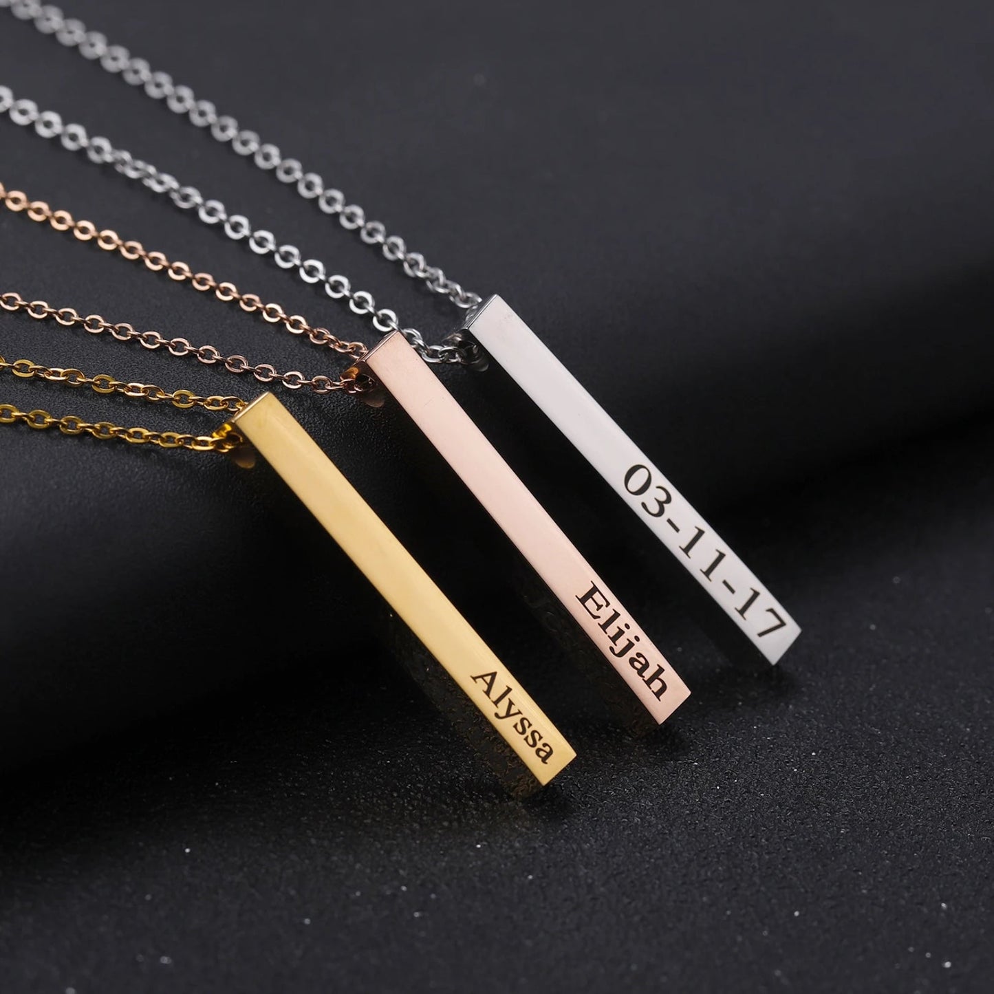 Custom Name Vertical Bar Necklace - Laurel Jewel