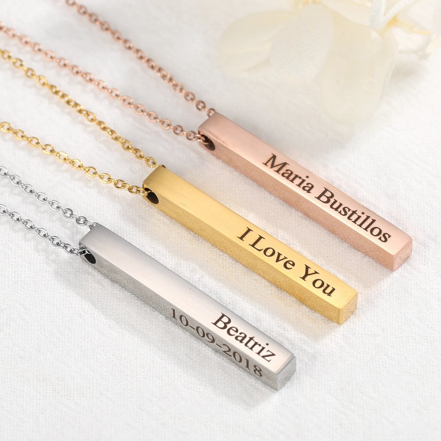 Custom Name Vertical Bar Necklace - Laurel Jewel