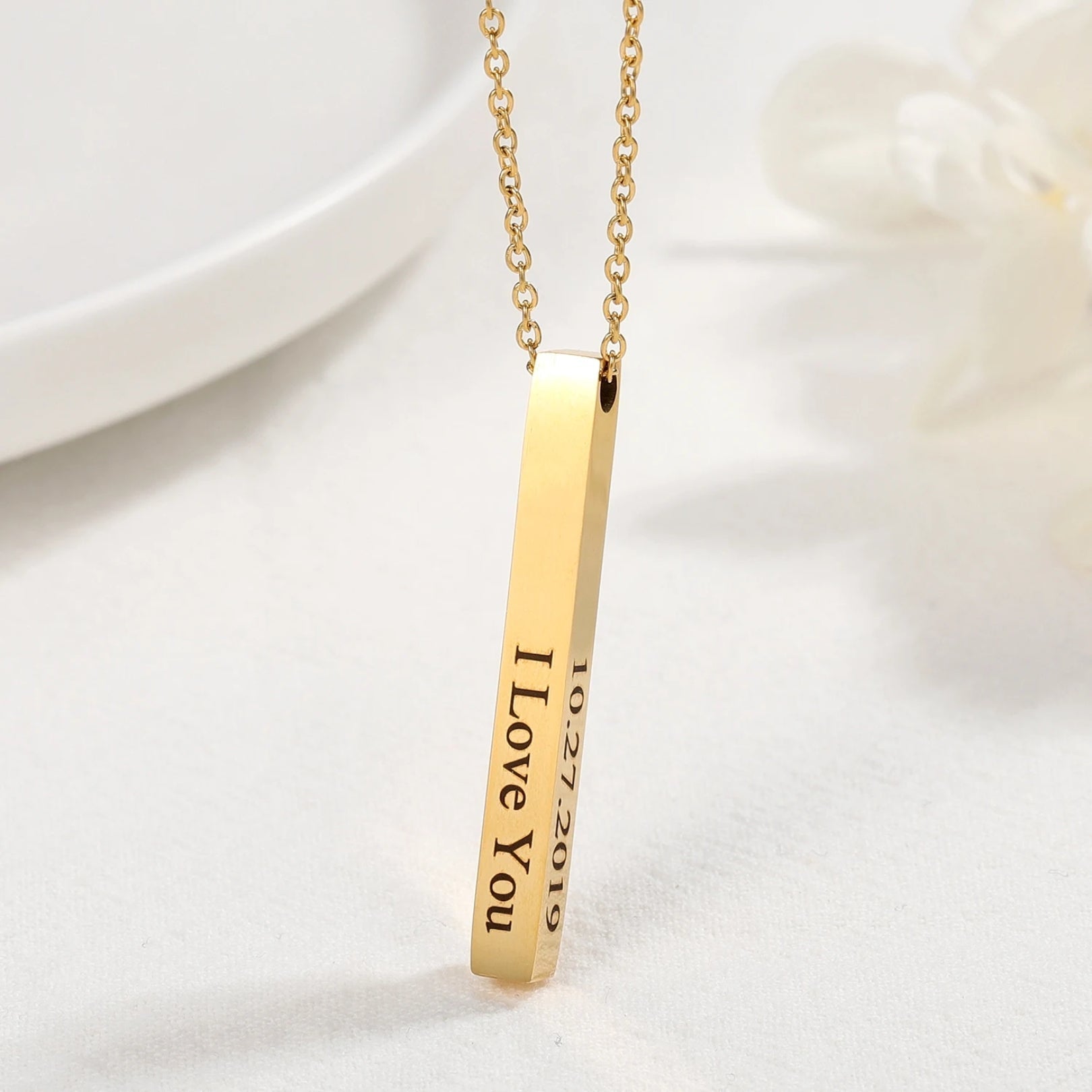 Custom Name Vertical Bar Necklace - Laurel Jewel