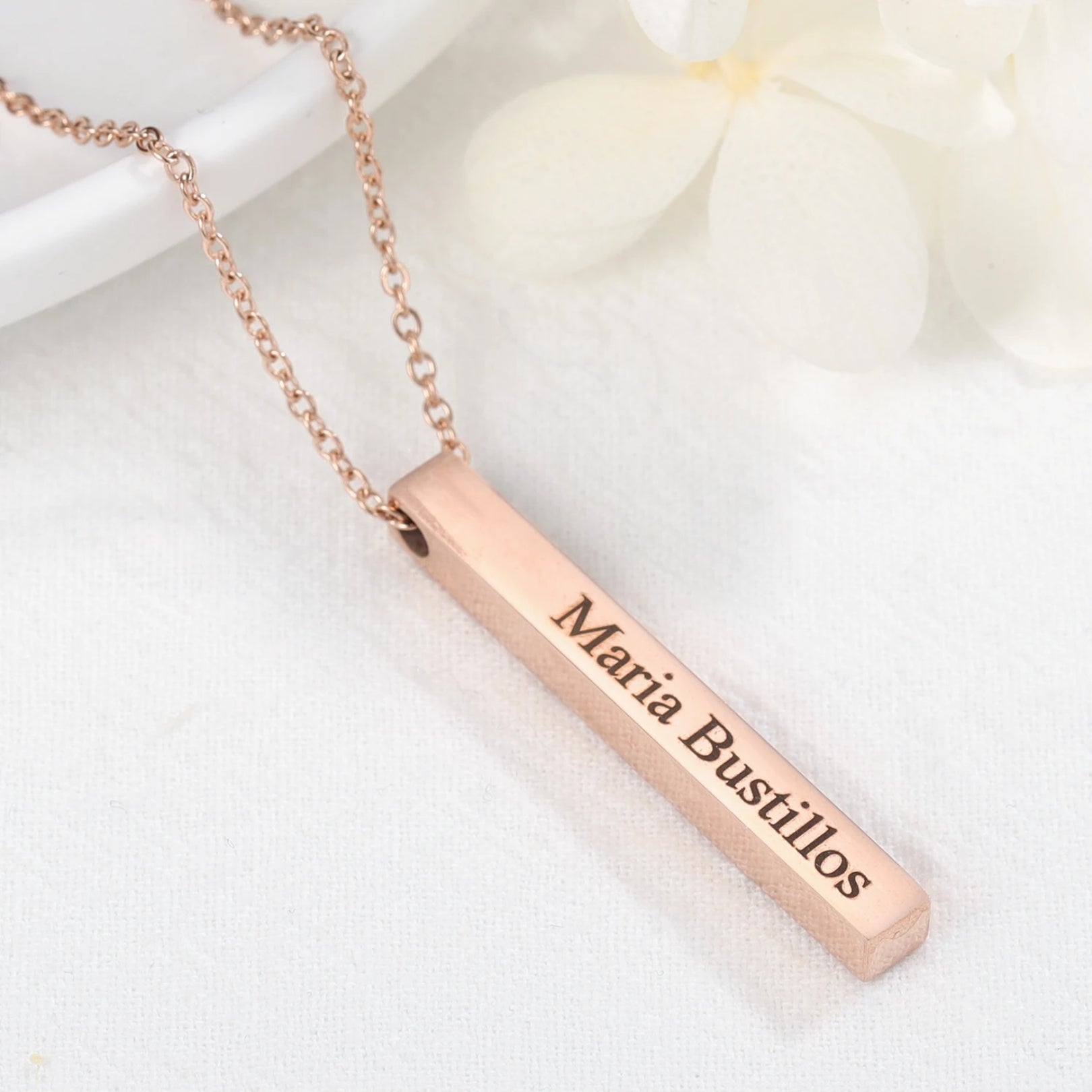 Custom Name Vertical Bar Necklace - Laurel Jewel