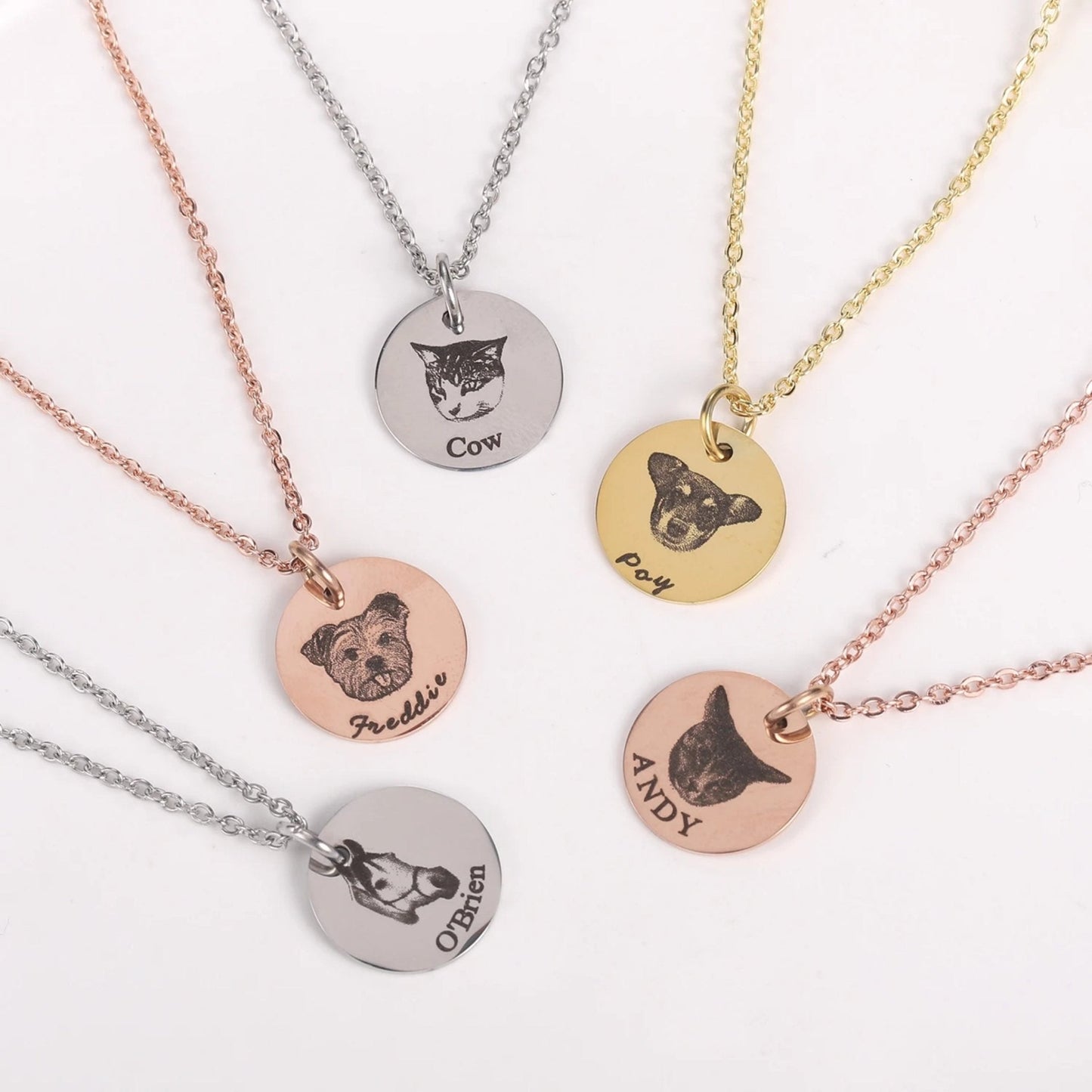 Custom Pet Photo and Name Necklace - Laurel Jewel