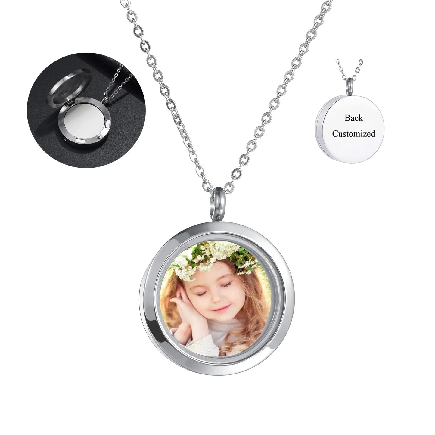 Custom Photo Engraved Memorial Ash Pendant - Laurel Jewel