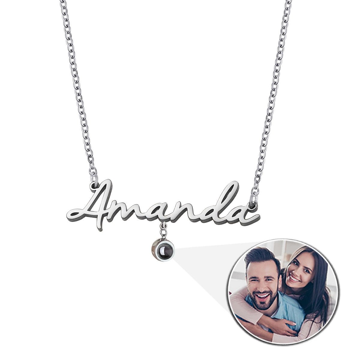 Custom Photo Projection Name Zircon Gem Necklace - Laurel Jewel