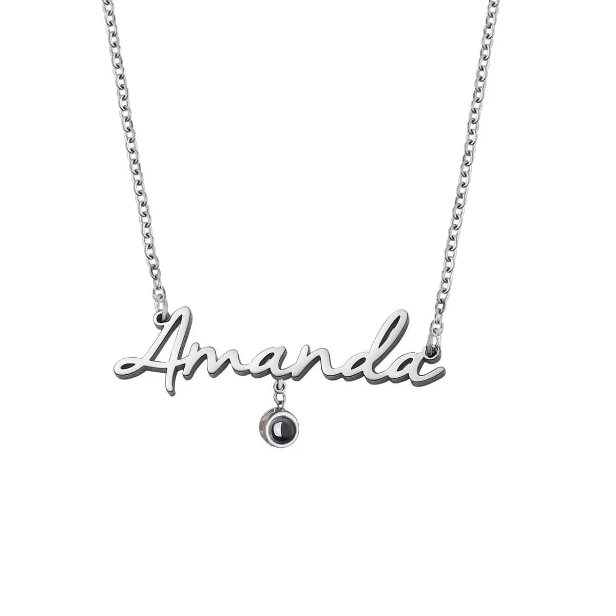 Custom Photo Projection Name Zircon Gem Necklace - Laurel Jewel