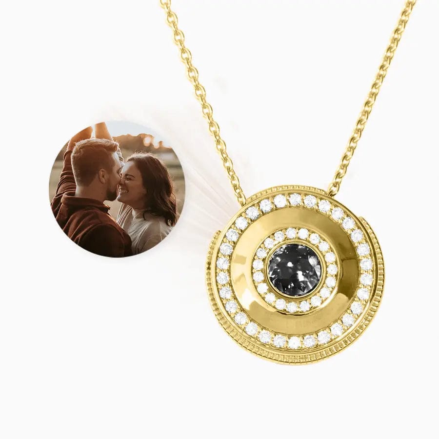 Custom Round Pendant Diamond Hidden Photo Necklace - Laurel Jewel