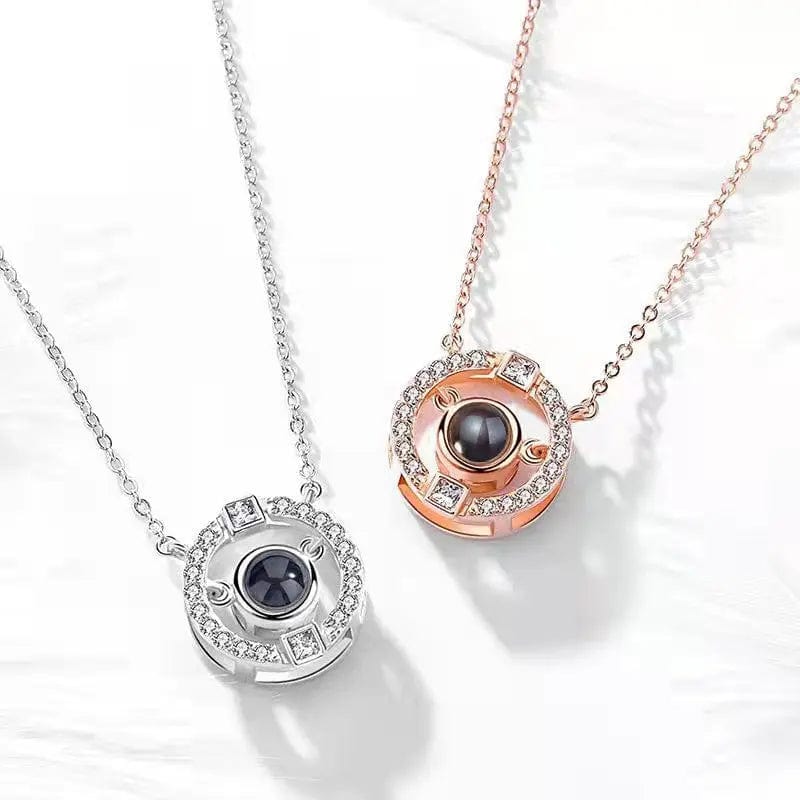 Custom Round Zircon Gem Hidden Photo Necklace - Laurel Jewel