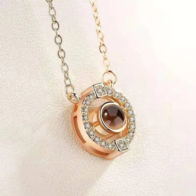 Custom Round Zircon Gem Hidden Photo Necklace - Laurel Jewel