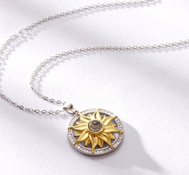 Custom Sterling Silver Sunflower Hidden Photo Necklace - Laurel Jewel