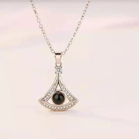 Custom Triangle Zircon Gem Hidden Photo Necklace - Laurel Jewel