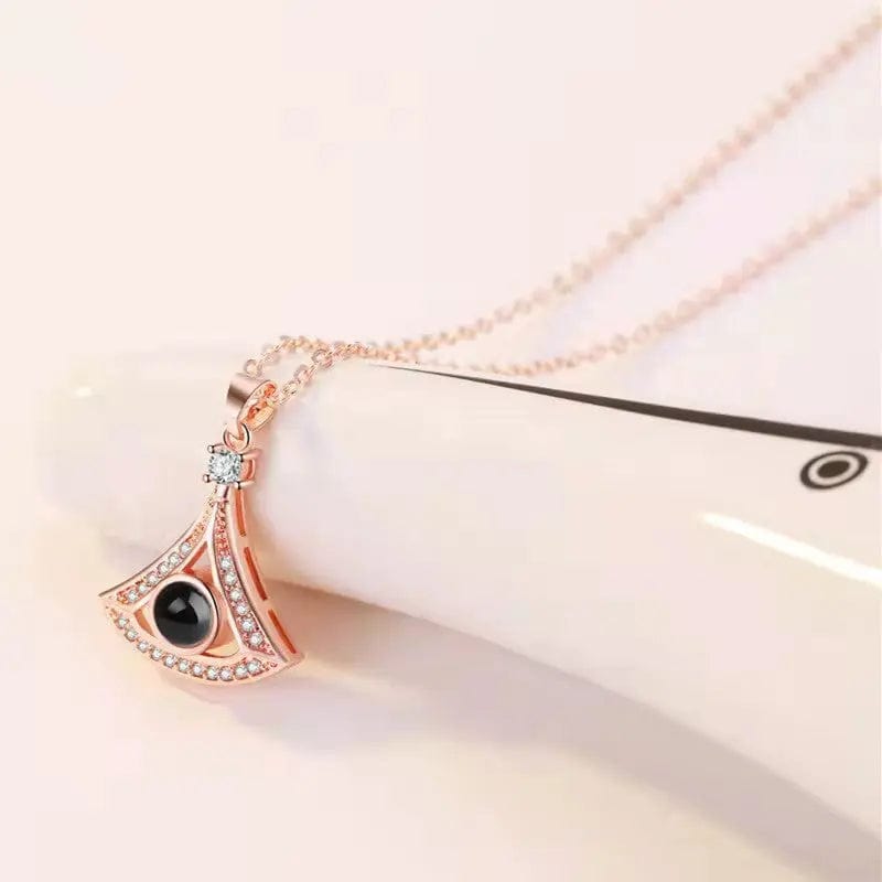 Custom Triangle Zircon Gem Hidden Photo Necklace - Laurel Jewel