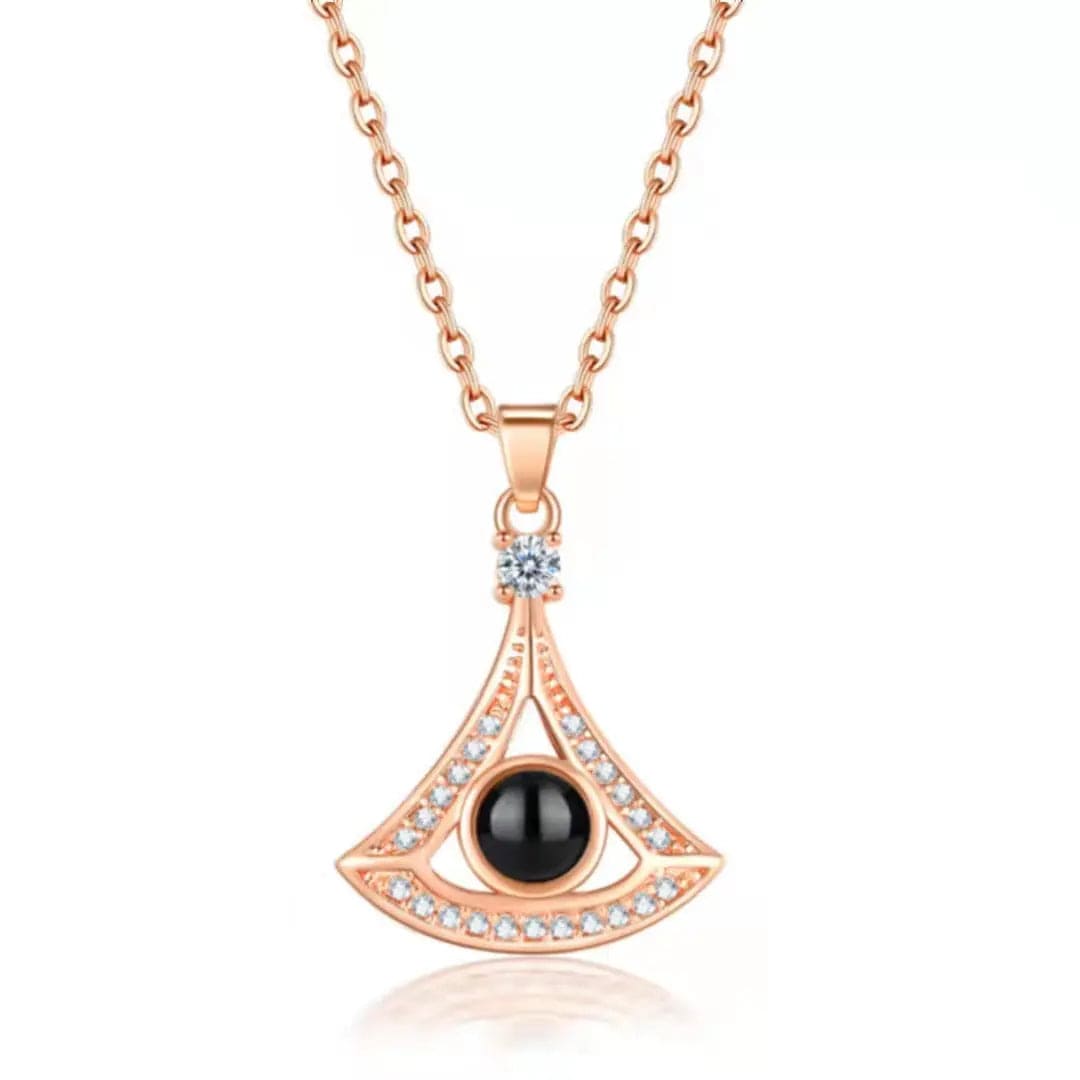 Custom Triangle Zircon Gem Hidden Photo Necklace - Laurel Jewel