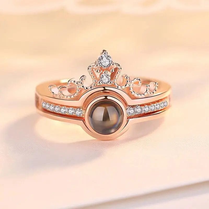 Custom Zircon Gem Crown Hidden Photo Ring - Laurel Jewel