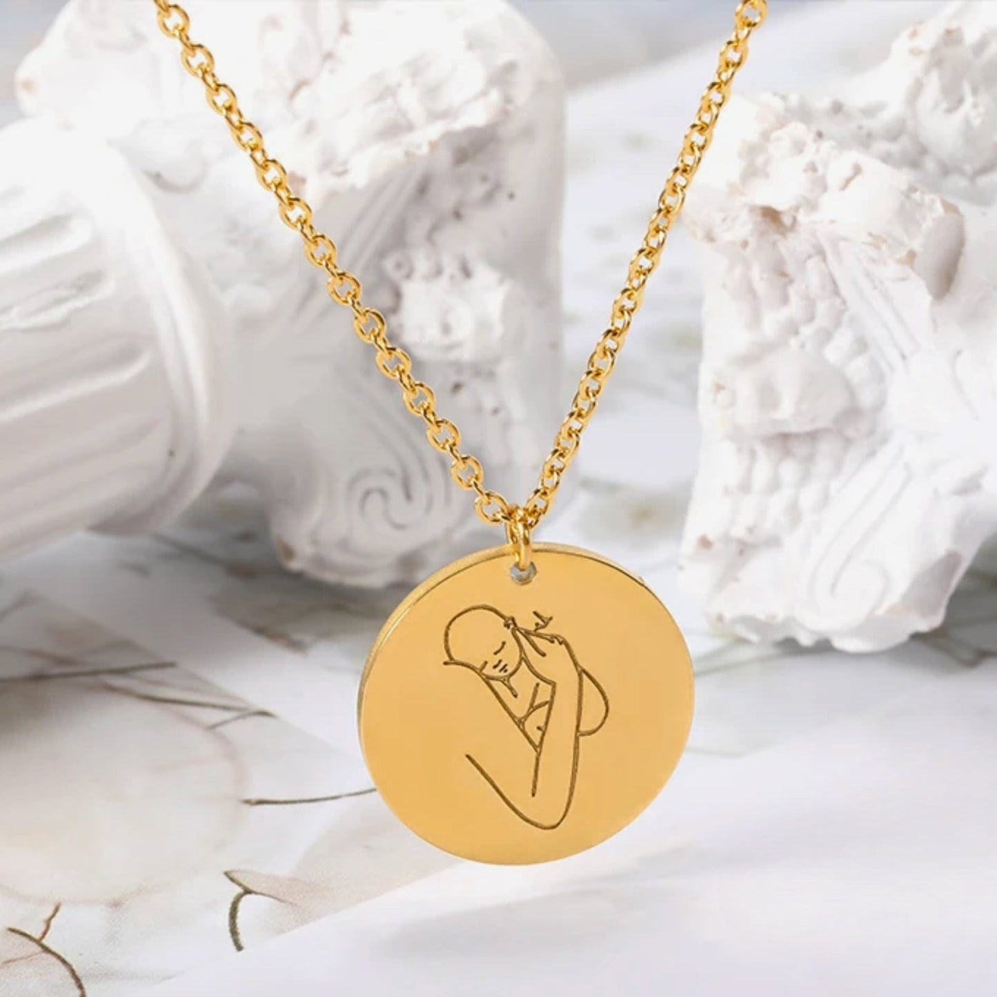 Mother and Angel Baby Necklace - Laurel Jewel