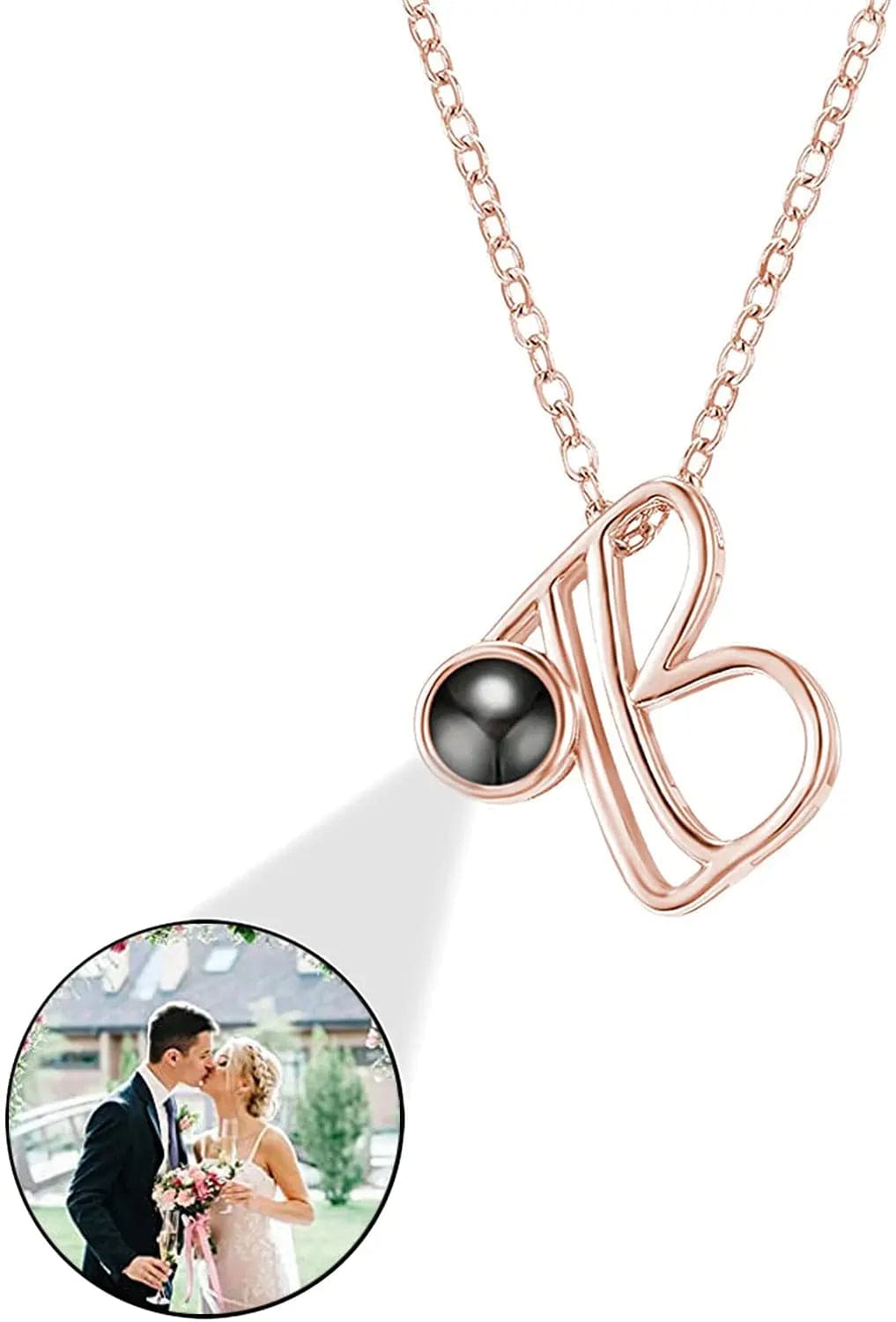 Personalised Photo Projection Initial Necklace - Upload Your Photo 0 Custom Items