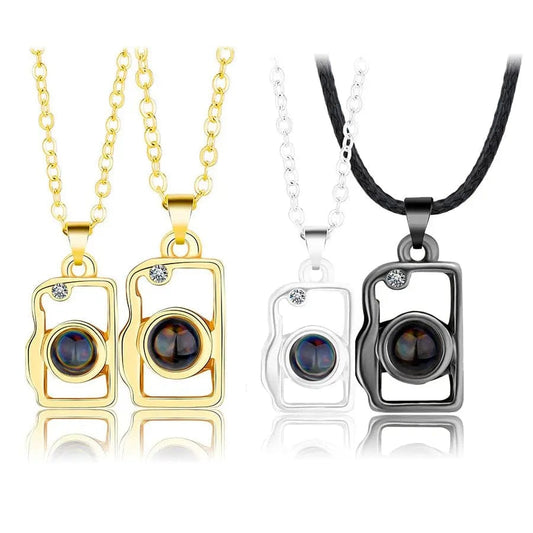 Custom Photo Projection 2 pcs Magnetic Camera Necklace - LaurelJewel