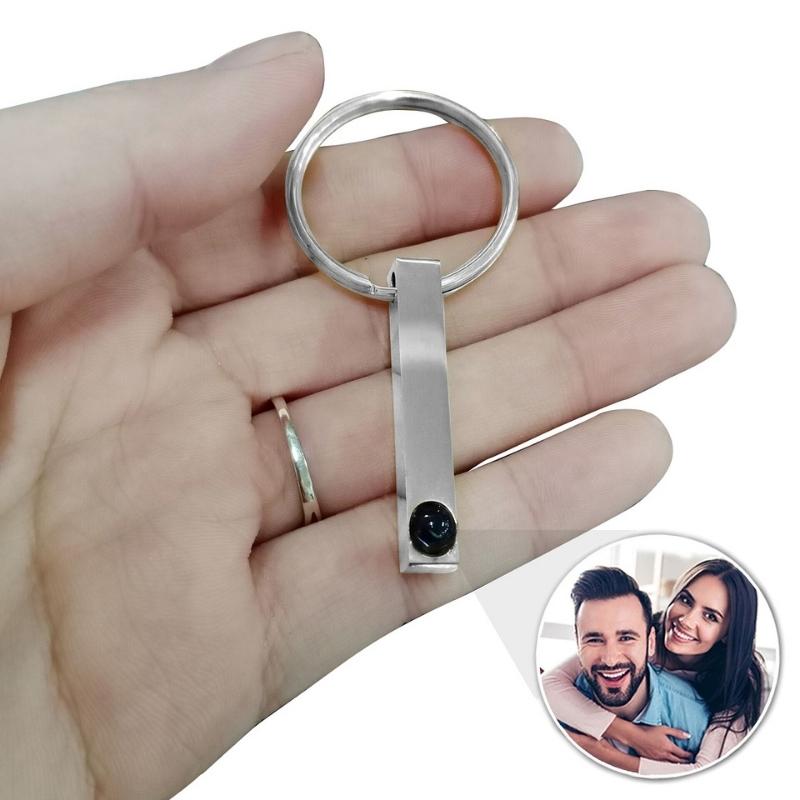 Custom Photo Projection Bar Key Ring - LaurelJewel