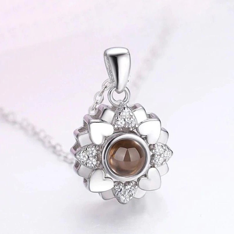 Custom Photo Projection Heart Flower Necklace - LaurelJewel