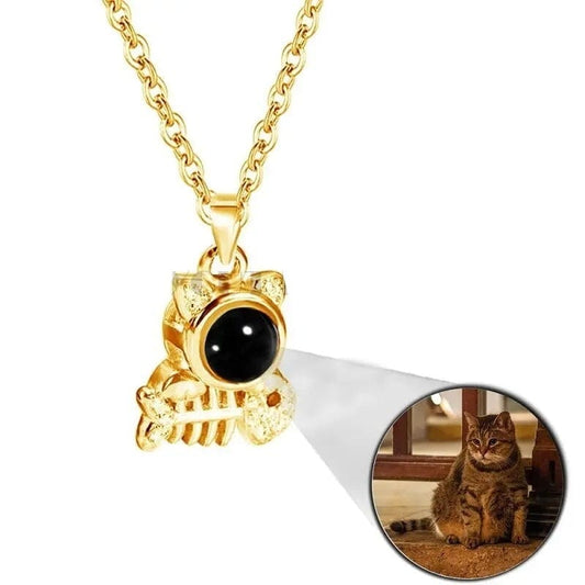 Custom Photo Projection Pet Fish-bone Shape Necklace - LaurelJewel