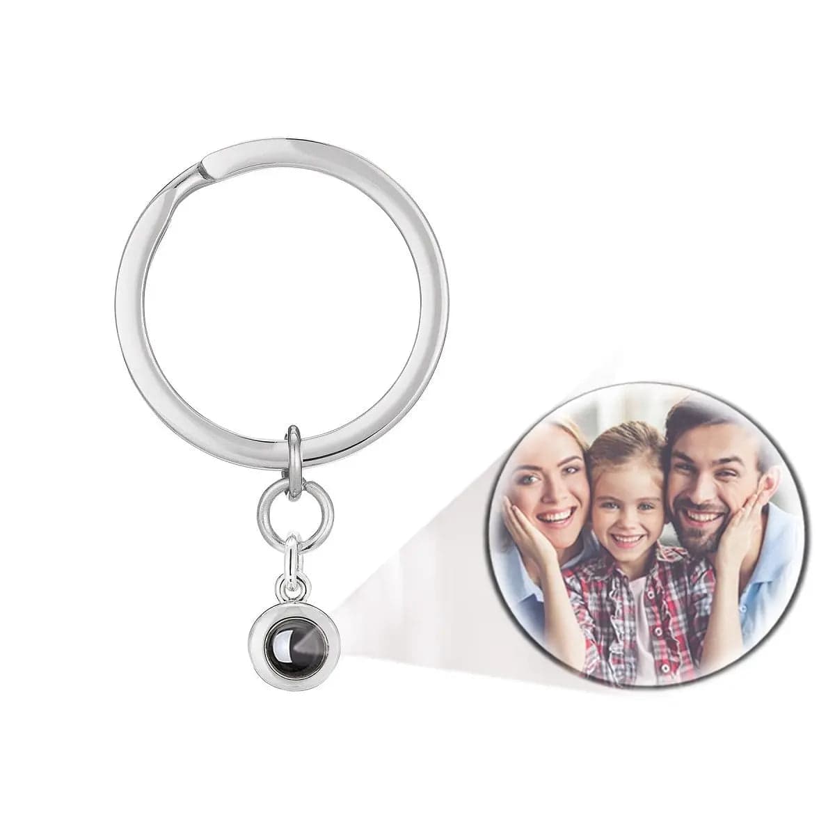 Custom Photo Projection Round Zircon Gem Necklace | Keychain - LaurelJewel